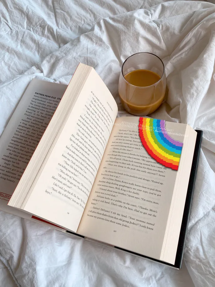 Rainbow Corner bookmark cross stitch pattern download PDF Rainbow cross stitch chart Handmade bookmark digital pattern PDF, LGBTQ gift #B301