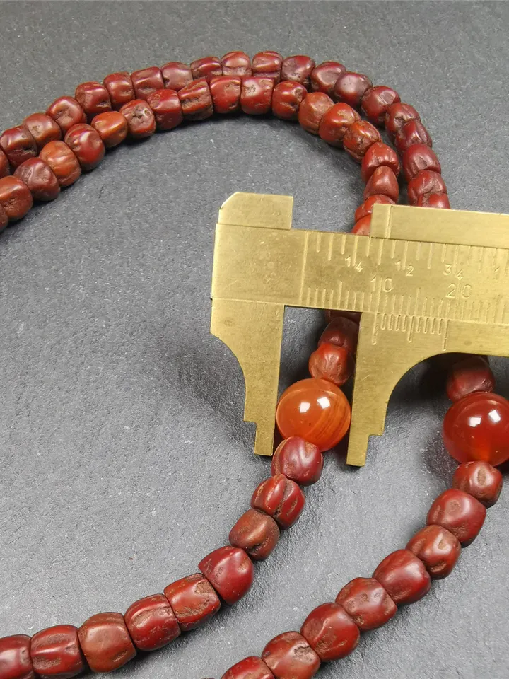 Gandhanra Old 108 Tibetan Cypress Seed Beads Mala,Prayer Beads Necklace for Meditation,Diameter 0.26", Circumference 25"
