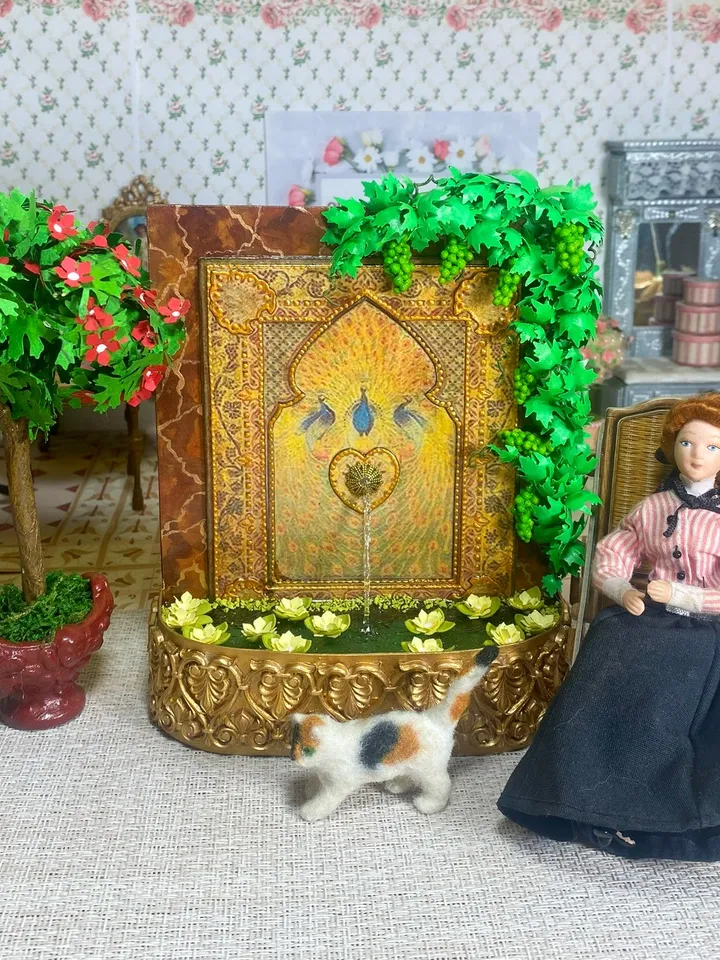 Fountain for doll. Fountain miniature. 1:12. Dollhouse miniature. Handmade. Decorative fountain