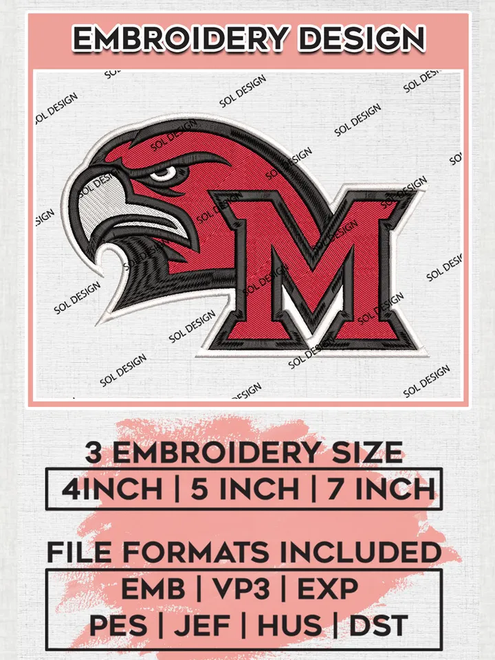 NCAA Miami OH RedHawks College Football Team Logo embroidery designs, NCAA Miami OH RedHawks Logo Machine embroidery designs, NCAA Team Logo embroidery designs, NCAA Game Day Machine embroidery designs, Digital Download