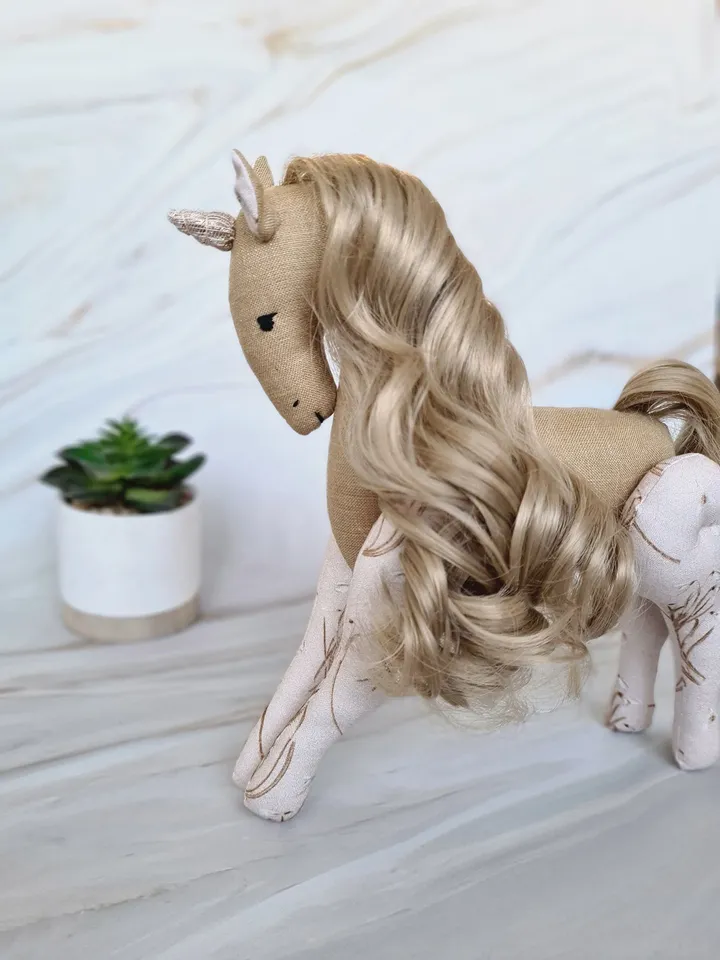 Unicorn soft toy, unicorn soft sculpture, gift for girl, collectable decorative doll, Unicorn birthday, Unicorn gift, Unicorn toy
