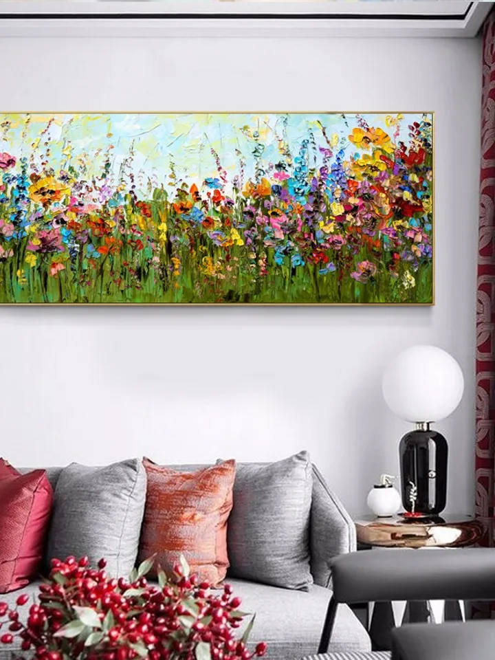 Original painting,Large wall art,Boho wall décor,Flower painting, Color oil painting, Home decor, Modern art, Abstract art,Bedroom decor