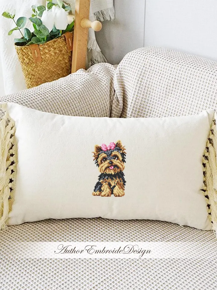 Yorkie dog cross stitch pattern PDF download Small pet cross stitch chart for beginners, Cute dog pattern digital PDF Yorkshire terrier #K66