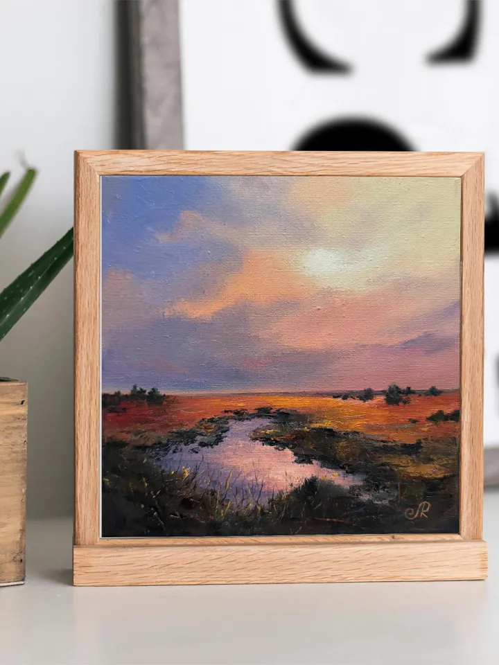 Sunset Oil Painting Original Art Sunset Landscape Painting