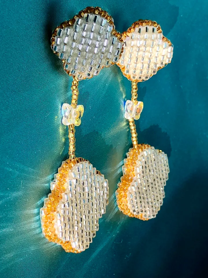 Clover Beaded Earrings Van Cleef Style