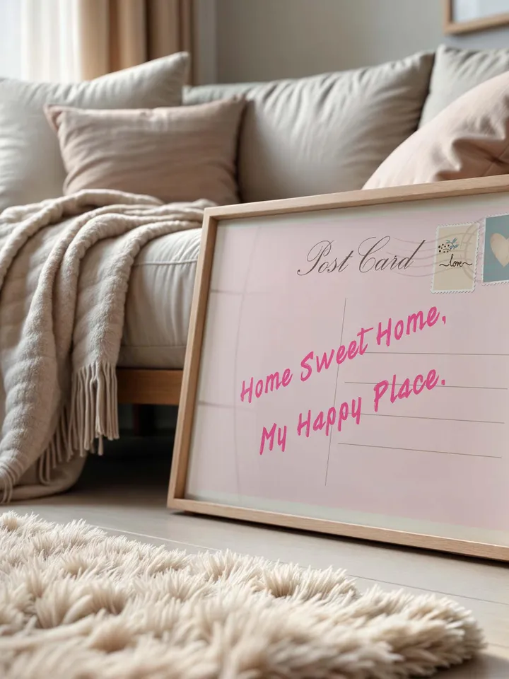 Home Sweet Home My Happy Place Vintage Post Card Poster Trendy Horizontal Print Apartment Wall Art Cute Girly Retro Wall Art Digital print