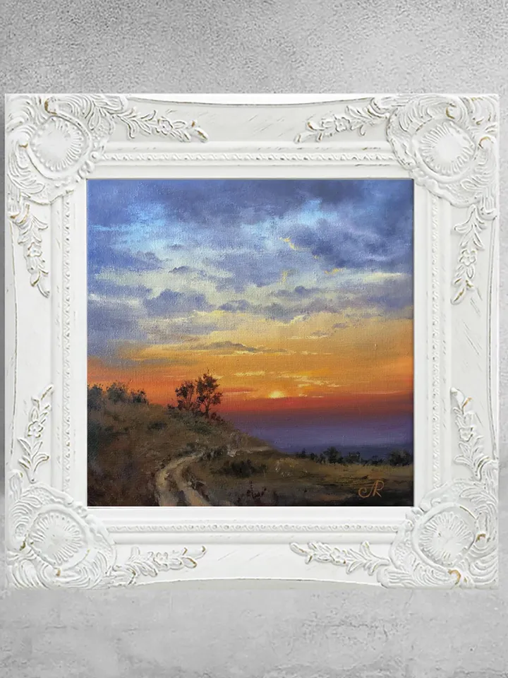 Sunset Oil Painting Original Art Sunset Landscape Painting
