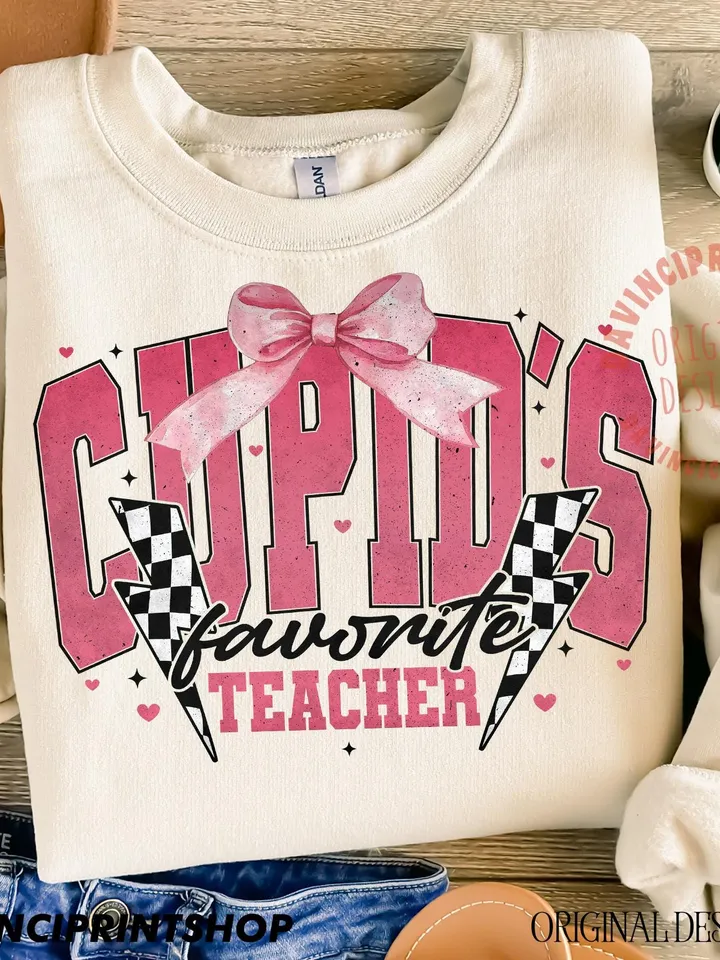 Cupid's favorite teacher Png, Valentines Teacher png, Teacher life png, Teacher png, Valentines png, Coquette Bow Valentines, Teacher Gift