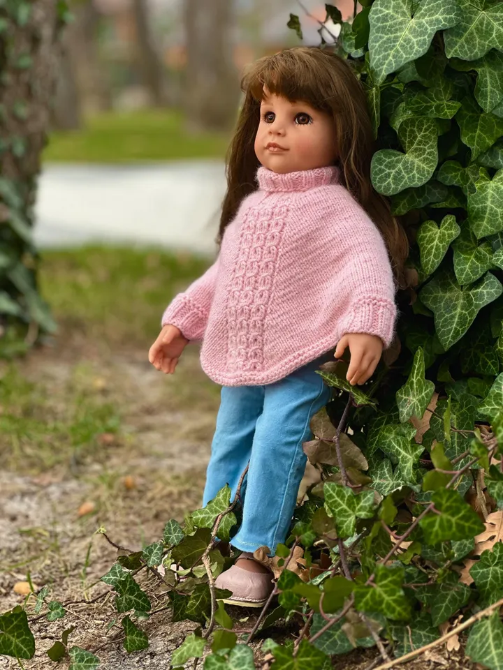Poncho KNIT PATTERN Unique for Gotz and American Girl Dolls / 18-inch doll clothes pattern PDF english
