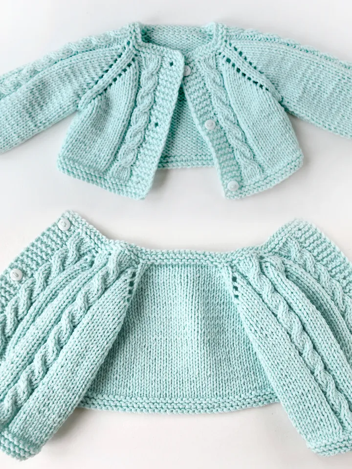 DIY 14-16"/36-40 cm Doll Cardigan & Booties. PDF knitting and crochet pattern and tutorial.