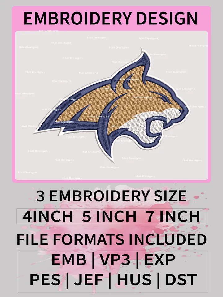 NCAA Montana State Bobcats Embroidery File, 3 Sizes, 6 Formats, NCAA Machine Embroidery Design, NCAA Logo, NCAA Teams