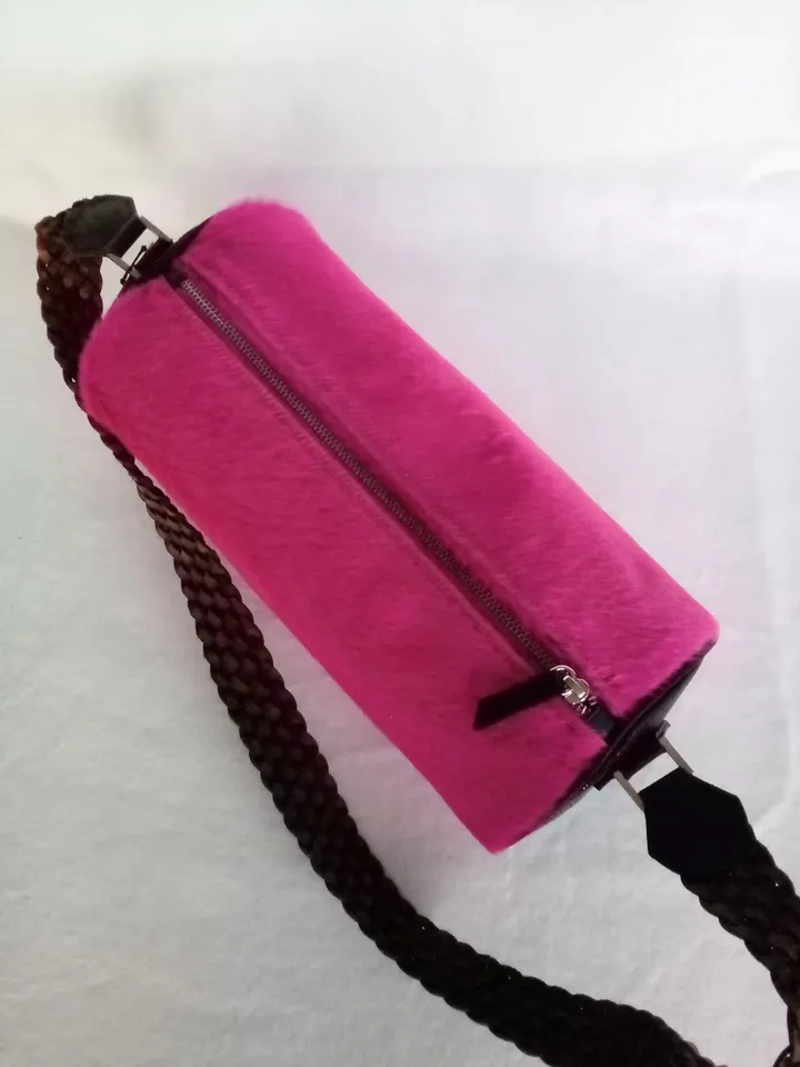 Cylinder calf hair leather bag