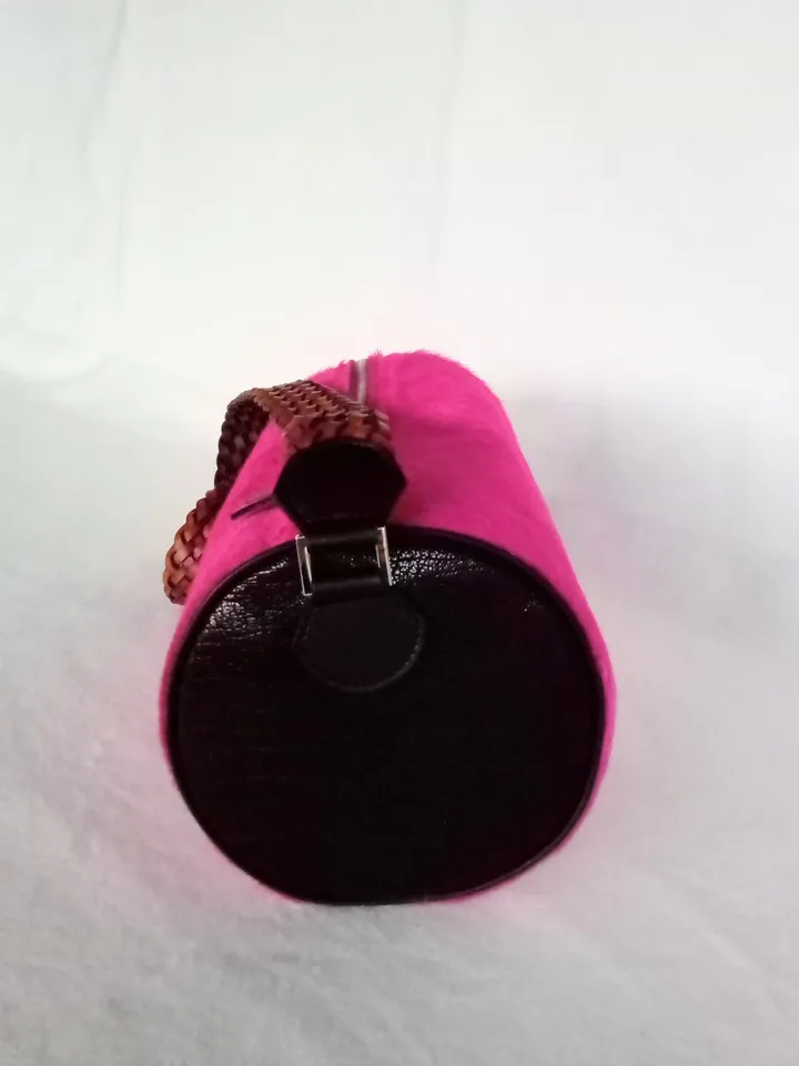 Cylinder calf hair leather bag