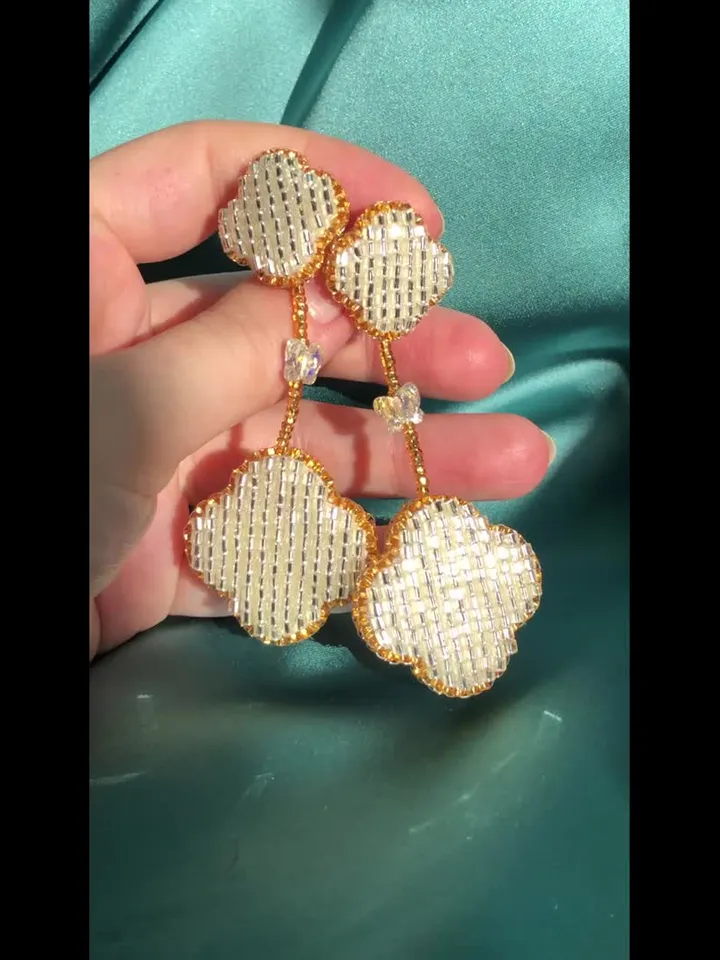 Clover Beaded Earrings Van Cleef Style