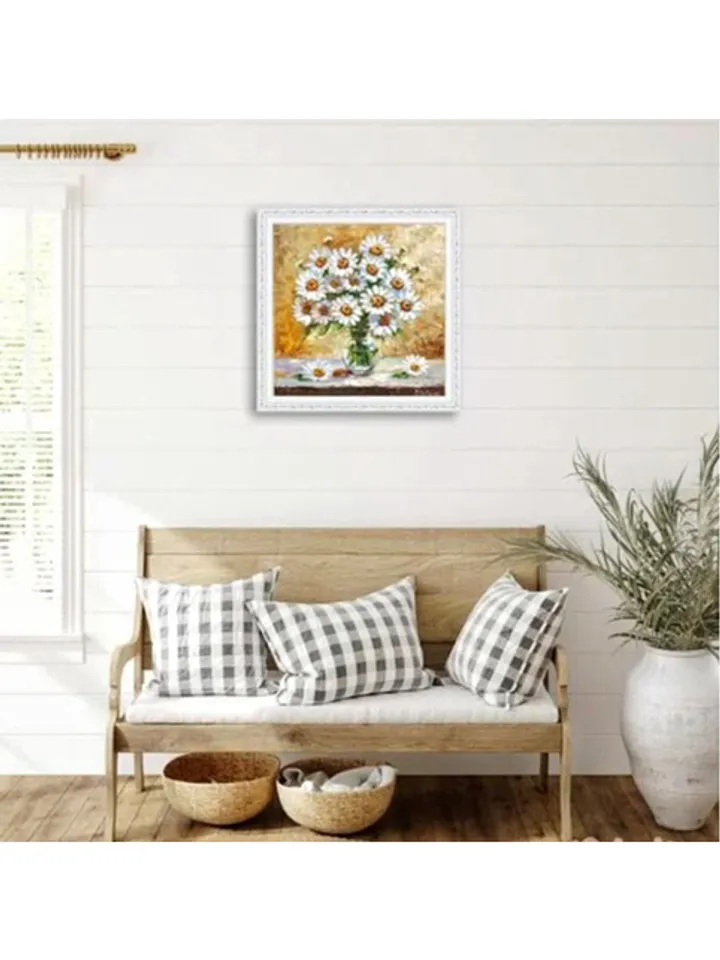 Original oil painting Daisies Bouquet of white flowers 12 by 12 inches (30x30 cm) by OilPaintingNatali
