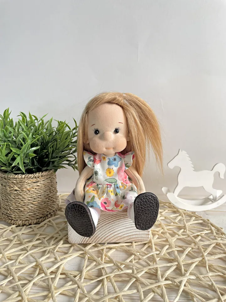 Handmade Poseable Art Doll Waldorf Inspired Collectible Heirloom Gift for Girls (20cm)