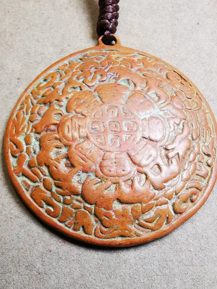 Gandhanra Acient Tibetan Buddhist Amulet,Melong Mirror, Calendar Badge,SIPAHO(srid pa ho),Unique 2 Sided Pattern