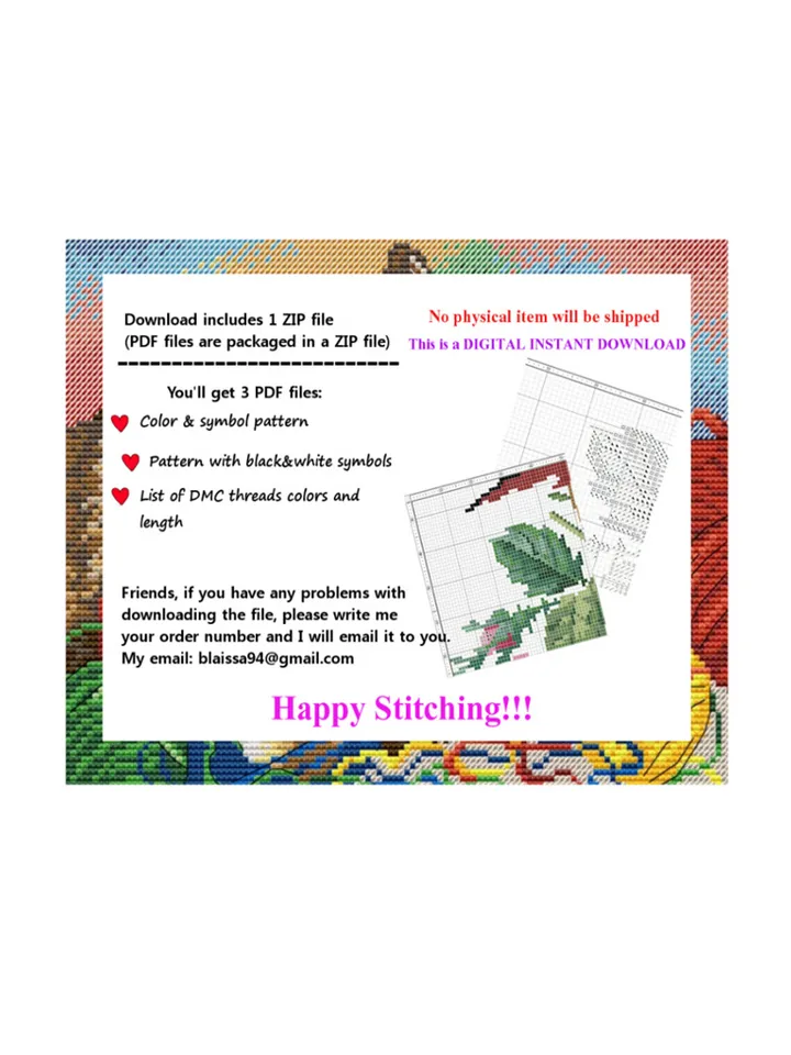 Giraffe cross stitch pattern, easy embroidery for children, colorful rainbow Triangle giraffecross stitch pattern