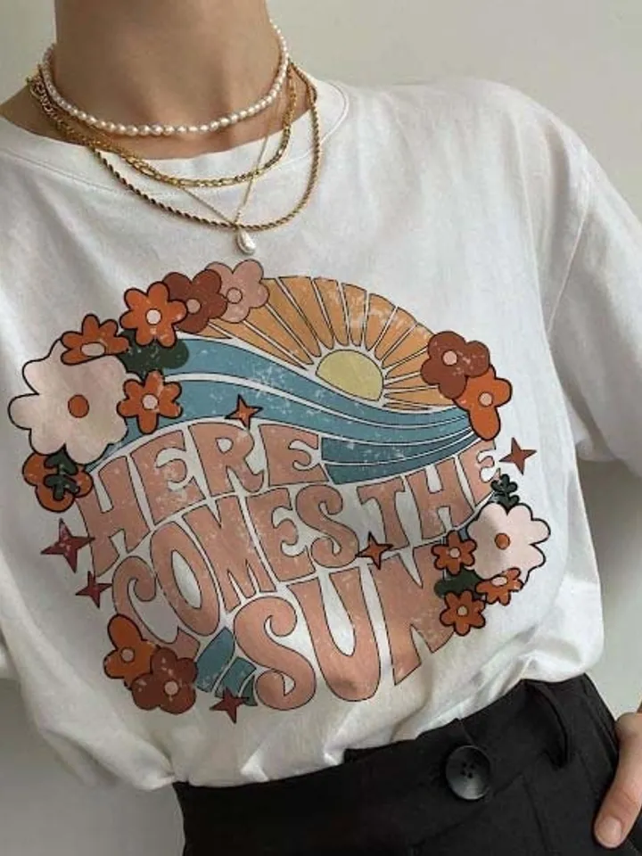 Here comes the sun png | summer png | distressed png | boho png | floral png sublimation | png for sublimation | retro png sublimation