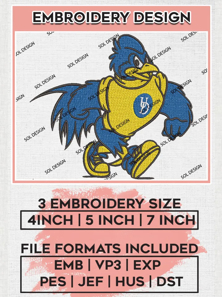 NCAA Delaware Blue Hens Football Team Funny Mascot Logo Embroidery Design Files, NCAA Delaware Blue Hens Machine Embroidery, NCAA Teams, Game Day, 3 sizes, NCAA Machine embroidery designs, Digital Download