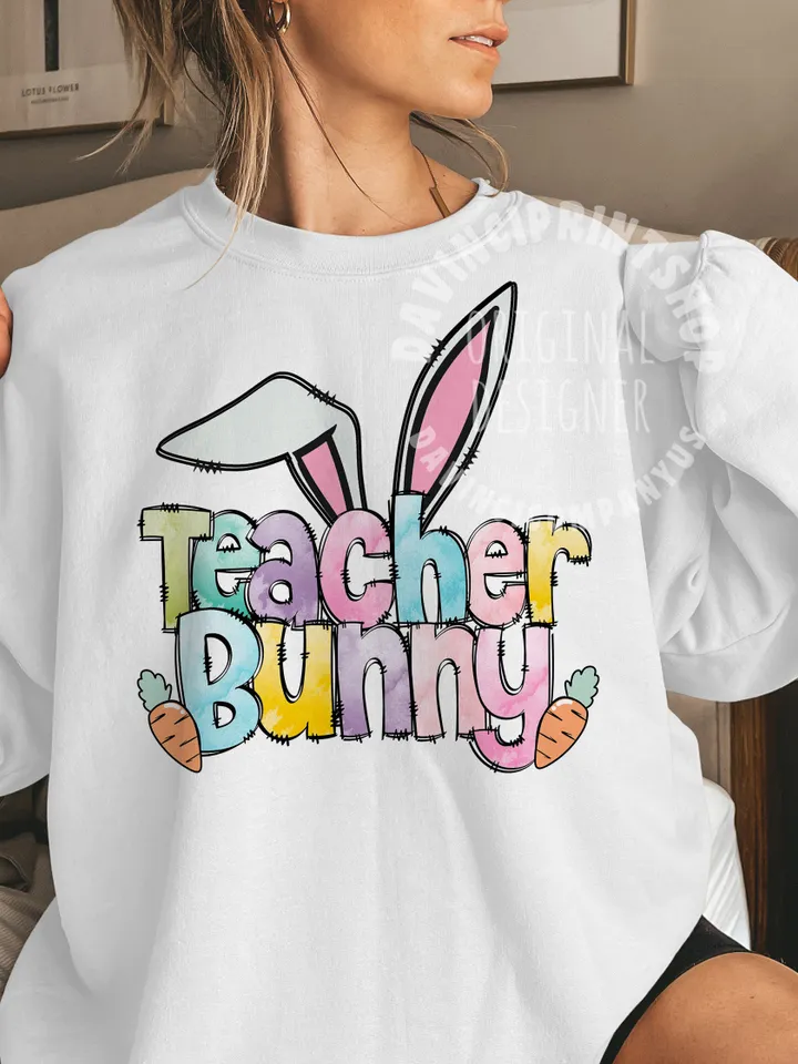 Easter Teacher bunny png sublimation design download, Easter Day png, Easter png, Easter Teacher png, sublimation designs download