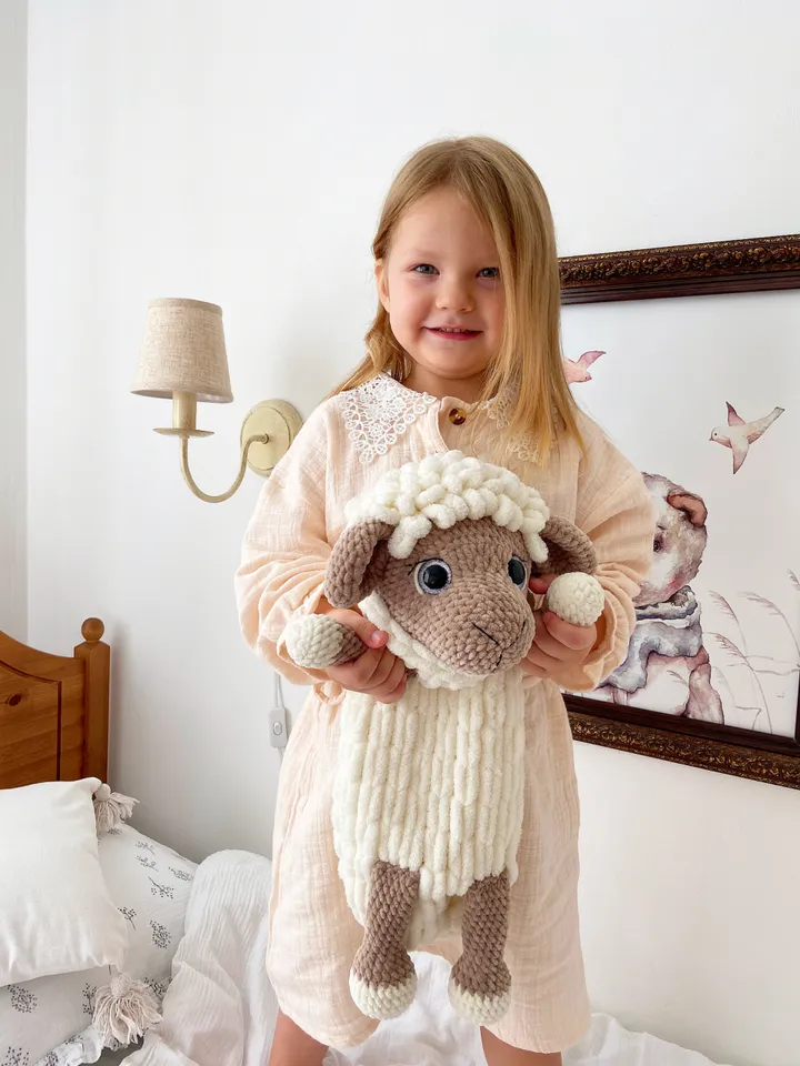 Crochet lovey animal sheep PATTERN, pajama bag crochet pattern, stuffed animals SHEEP plush amigurumi pattern