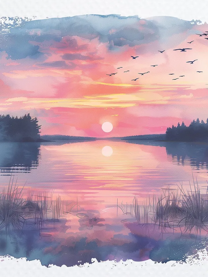 20 Sunset over Lake PNG Clipart Bundle, Lake Sunset clipart, Printable Watercolor Sublimation clipart, Digital download, Paper craft