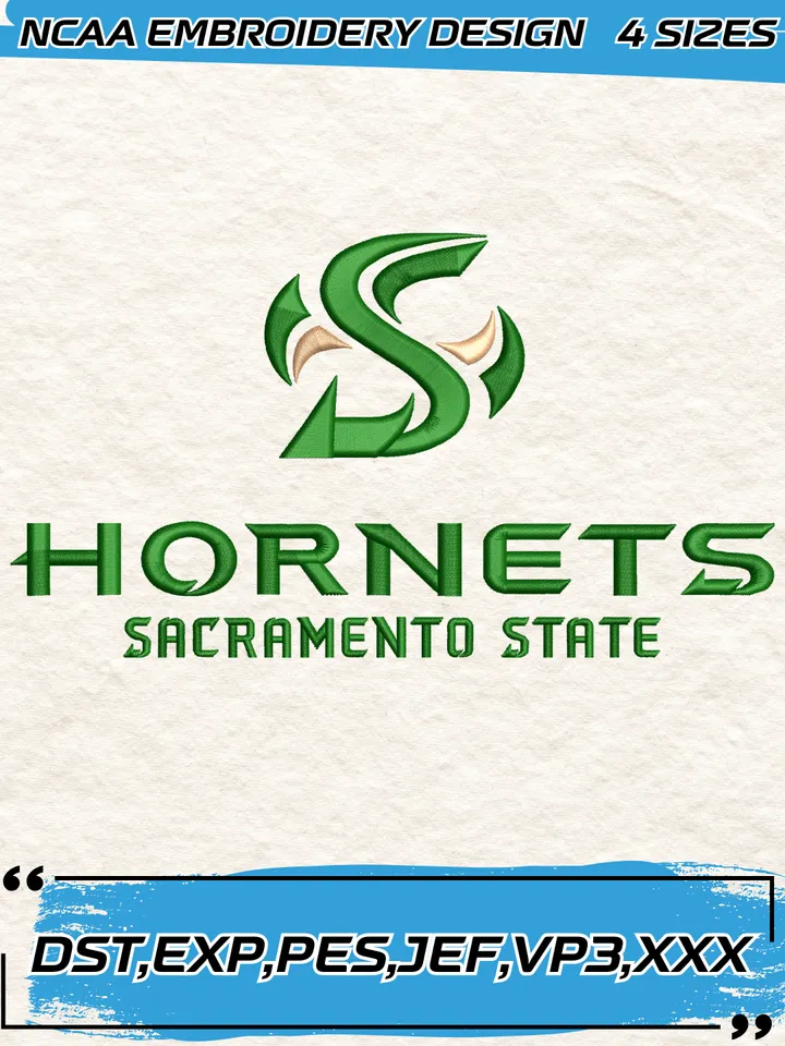 Sacramento State Hornets Logos Embroidery Design,NCAA Logo Embroidery Design,Machine Embroidery Design File,4 Sizes, Digital Download