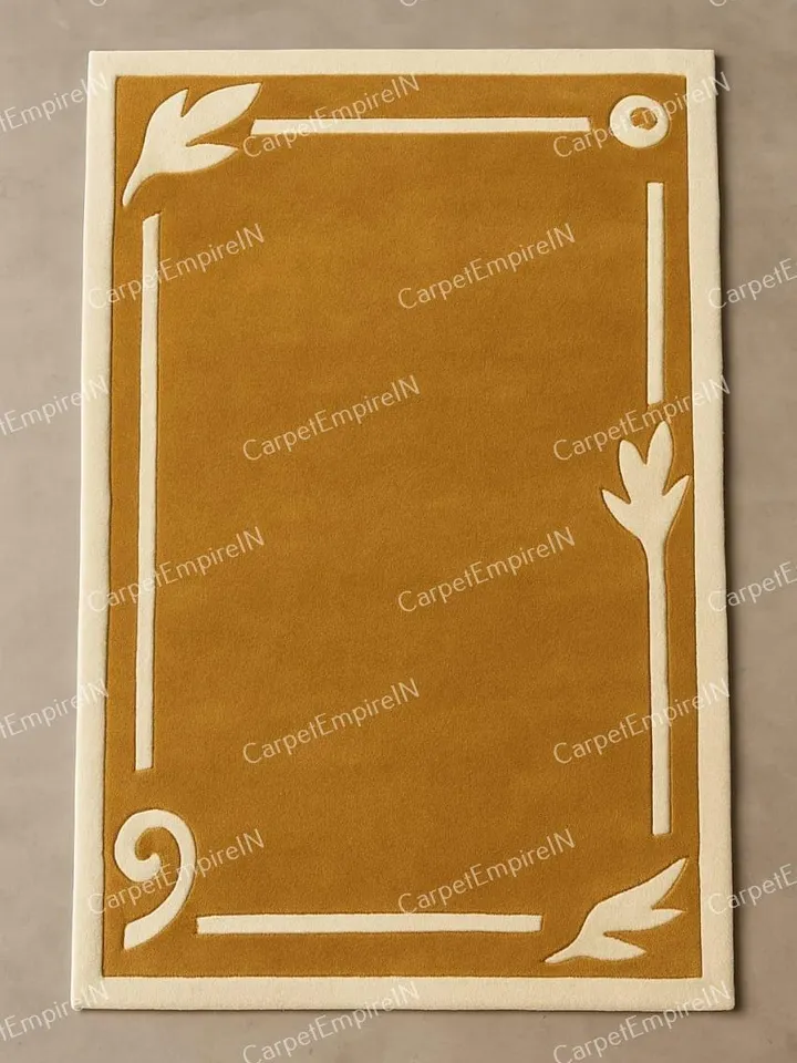 Buy 9x12 Leaf Design Area Rug Hand-Tufted 100% Wool Handmade Carpet for Home, Bedroom Rug, Living Room Rug, kids rug, yellow rug