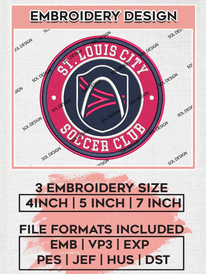 St Louis CITY SC Soccer Team Logo Embroidery Design, MLS St Louis CITY SC Logo Embroidery Files, Soccer Team Machine Embroidery, Machine Embroidery Design