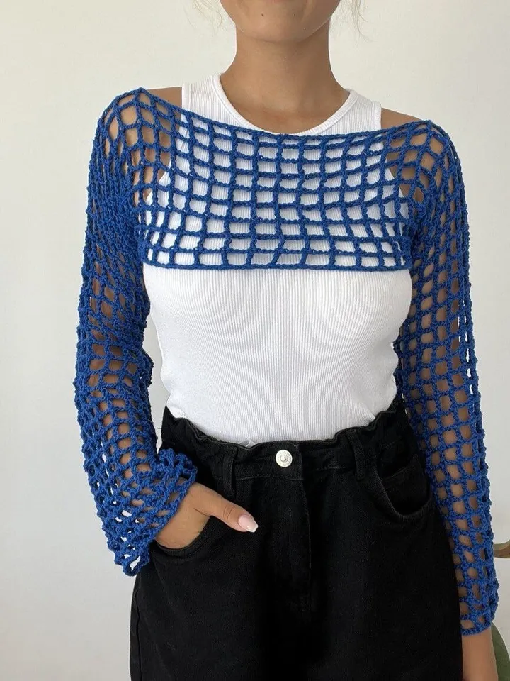 Mesh top, large mesh top, crochet mesh top pattern, crop mesh sweater, crop top, crochet mesh top PDF