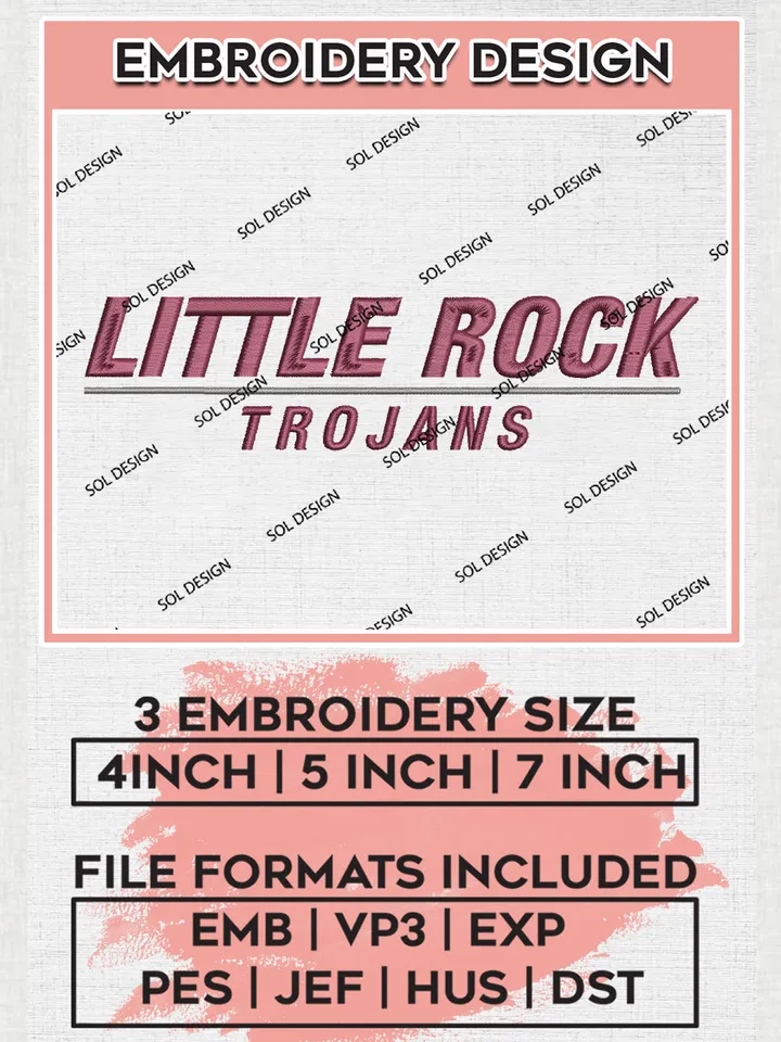 Little Rock Trojans College Team Word Logo Embroidery Design Files, NCAA Little Rock Trojans Machine Embroidery, NCAA Teams, 3 sizes, NCAA Machine embroidery designs, Digital Download