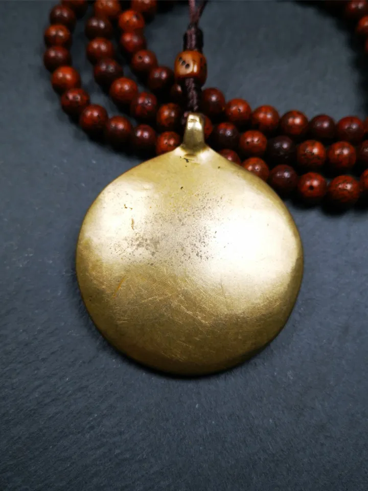 Gandhanra Acient Tibetan Buddhist Amulet,Melong Mirror,Calendar Badge,SIPAHO(srid pa ho),Made of Brass,Unique Kirtimukha Head,2.0"