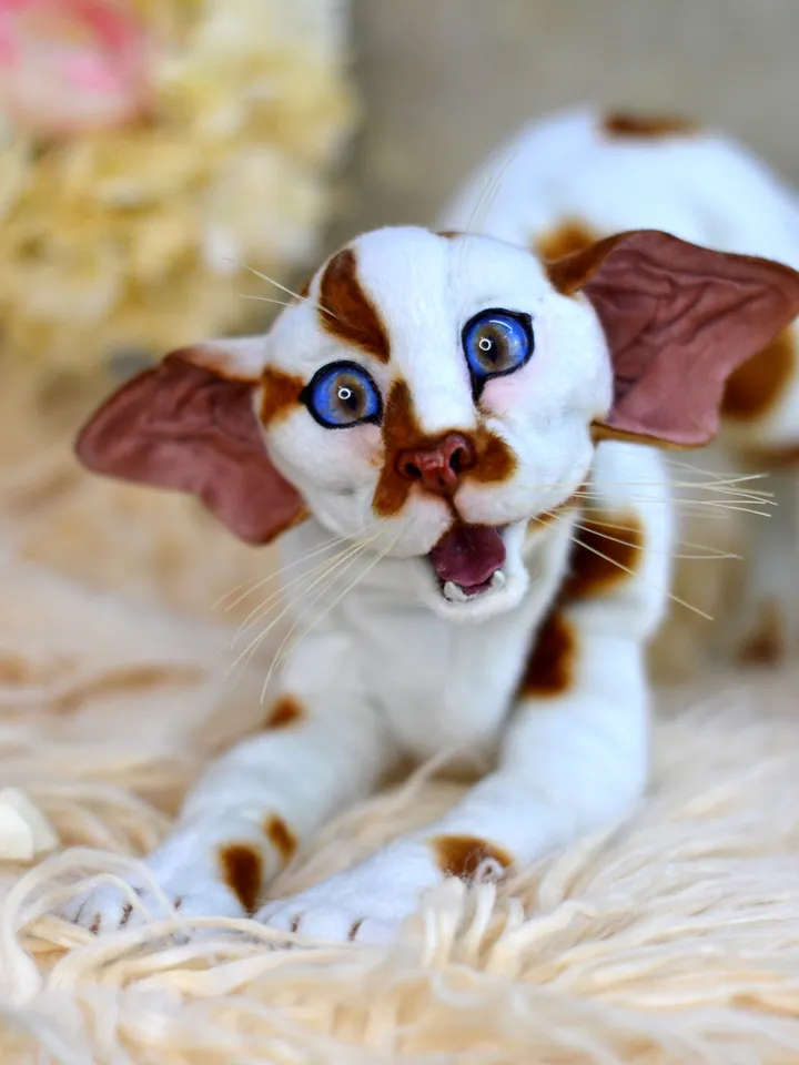 Realistic Stuffed Cat Toy - Portrait of a Domestic Plush Toy - Stuffed Cat - OOAK - Kitty