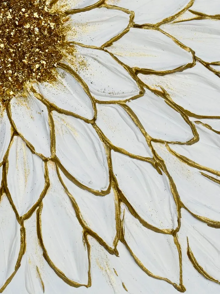 White Daisy original artwork textured painting White and gold Floral art