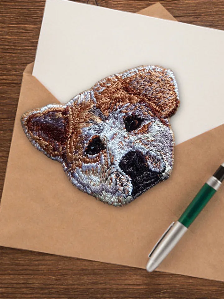 Hachiko brooch Miniature realistic machine embroidery design Pet dog realistic pattern puppy embroidery motif