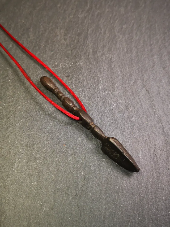 Gandhanra Antique Tibetan Amulet ,Kila(Dorje Phurba) , Trantic Buddhism Ritual Implement Pendant,Made of Brass,2.87"