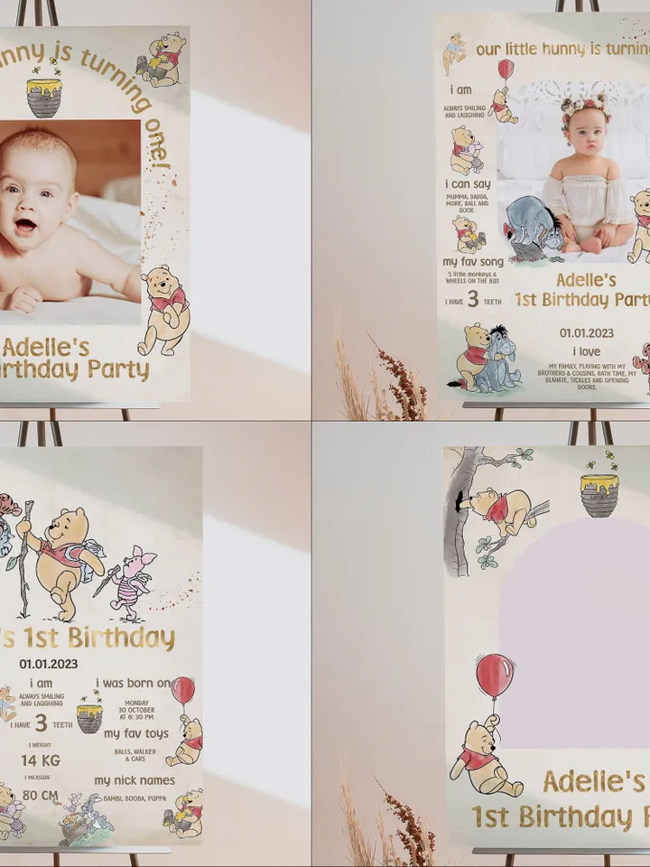 DIY Winnie Pooh Birthday Bundle; Editable 1st Birthday Party Template; Winnie the Pooh Birthday Party; Pooh Birthday Party Decoration; wpg13