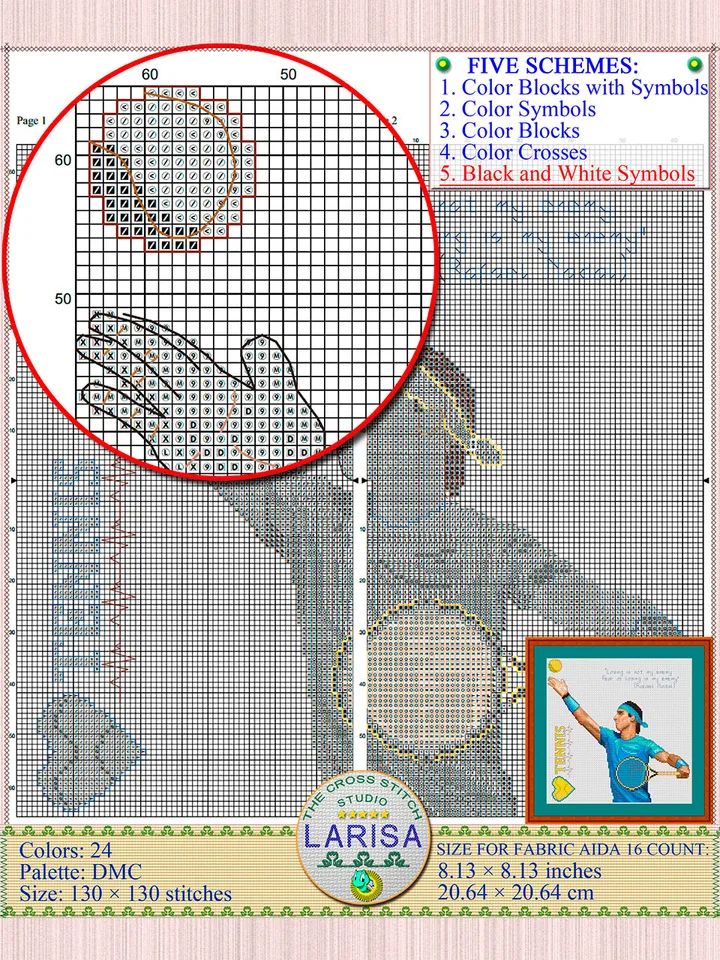 Tennis Cross Stitch Pattern | Tennis Player