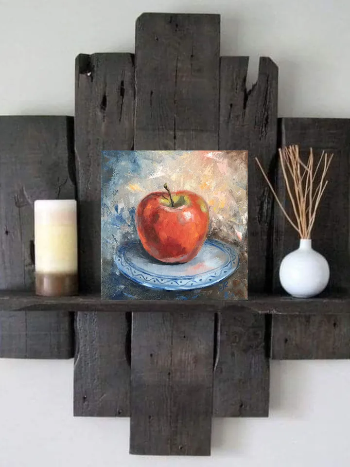 Apple Painting Fruits Oil Painting Original Kitchen Still life