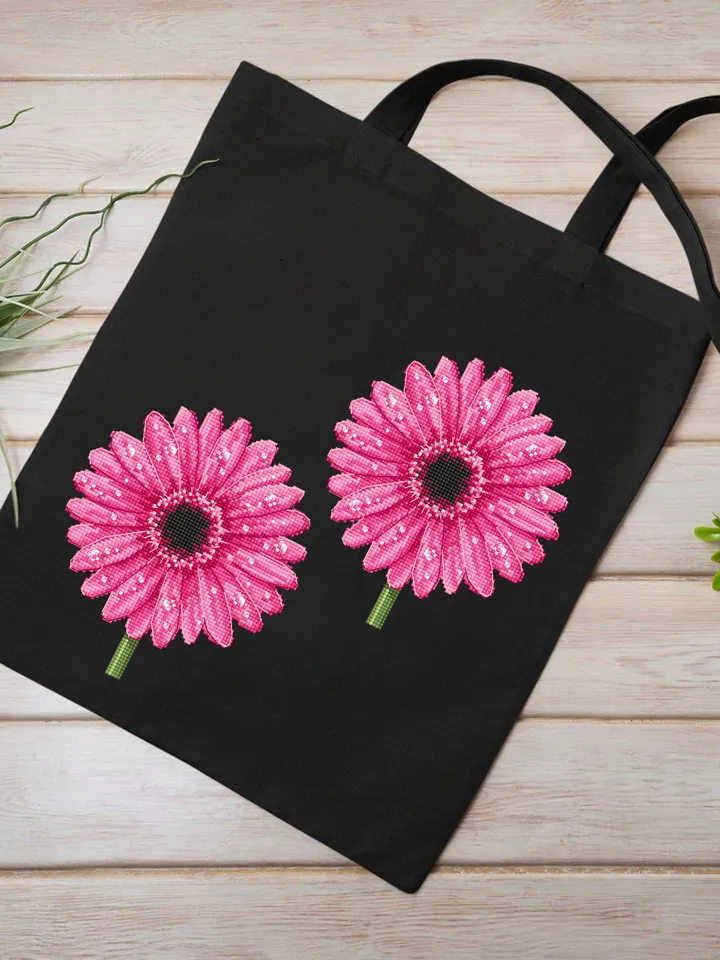 Gerbera daisy cross stitch pattern PDF download Pink flower cross stitch chart, Flower pattern digital PDF Mothers day gift, Home decor #P42