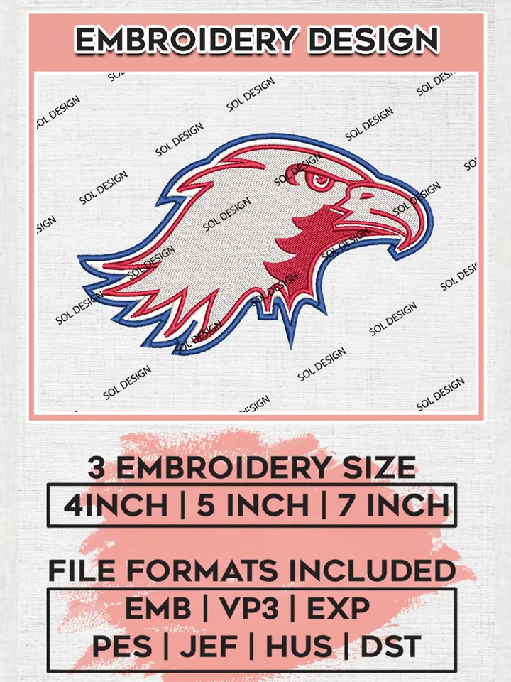 American University Eagles Mascot Embroidery Designs, NCAA Logo Embroidery Files, NCAA American University Logo, NCAA Embroidery Designs, Machine Embroidery Designs, Digital Download