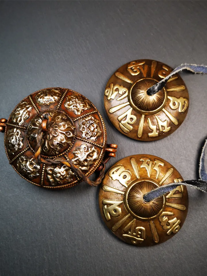 Gandhanra 8cm Tibetan Cymbals,OM Mantra Tingsha Bell,Buddhism Ritual Implement,Handmade in Nepal