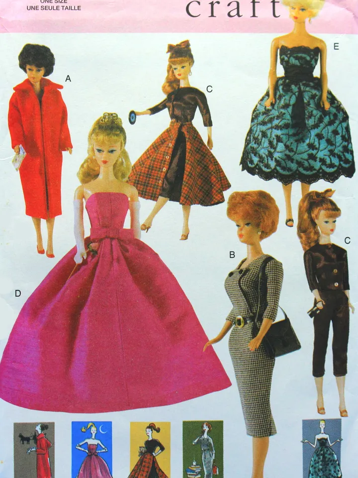Barbie Vintage Sewing Pattern PDF Fashion Dolls size 11 1/2 inches Vogue 7108