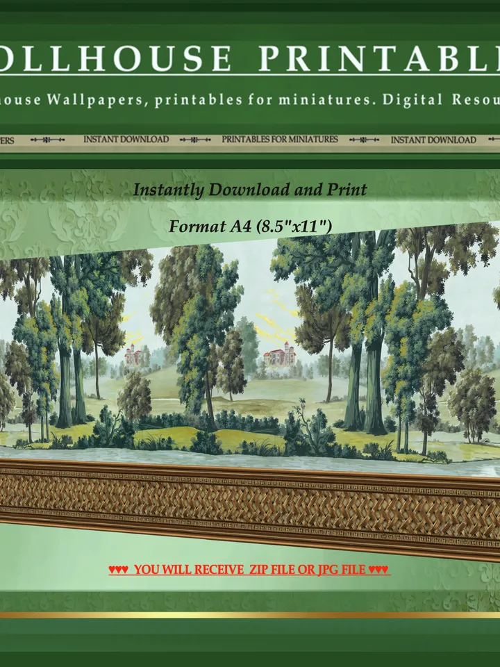 Wallpapers- Set 4-v2 | Printables for Dollhouses and Unique Miniature Projects | Digital Downloads | in Scale 1/12th