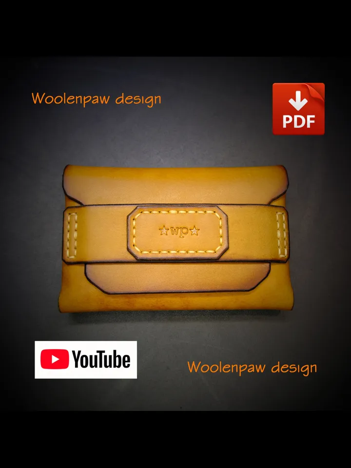 Leather pattern - Half-Stitchless ID card wallet, mini wallet, NS13