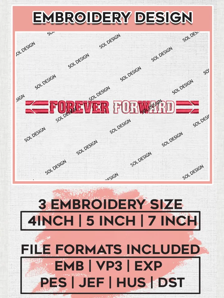 Forever Forward Logo Embroidery Design Files, NCAA Wisconsin Badgers Machine Embroidery, NCAA Teams, 3 sizes, NCAA Machine embroidery designs, Digital Download