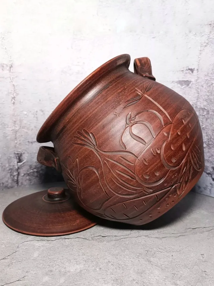 Pottery large casserole 185.97fl oz, Handmade clay casserole Cooking pot