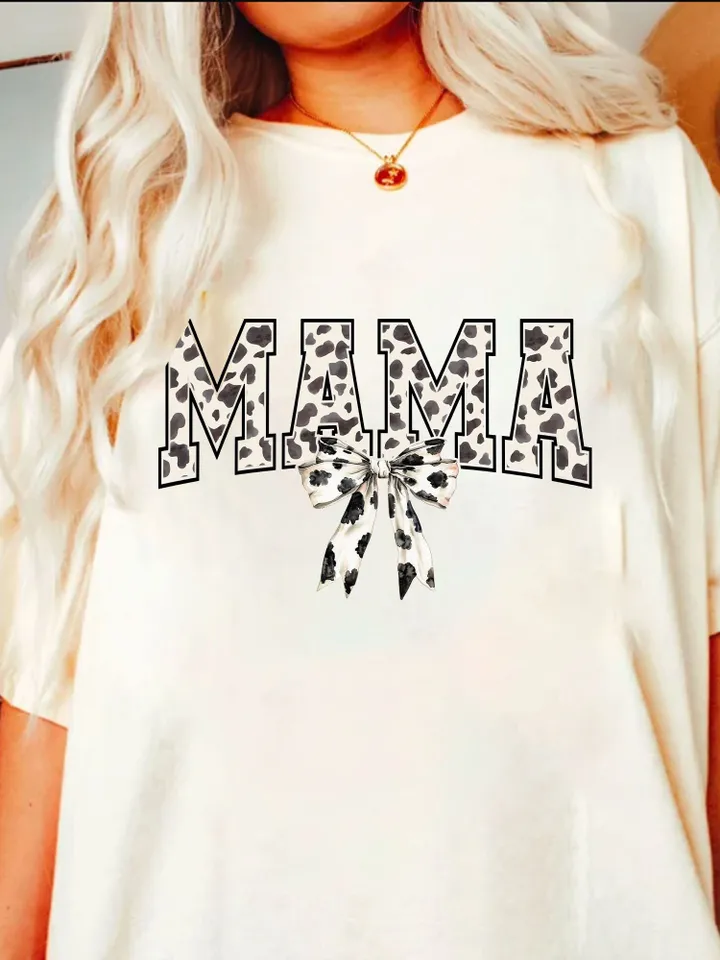 Cow Print Coquette bow png, Mama png design sublimation png retro mama png mothers day png design varsity western mama png western Coquette