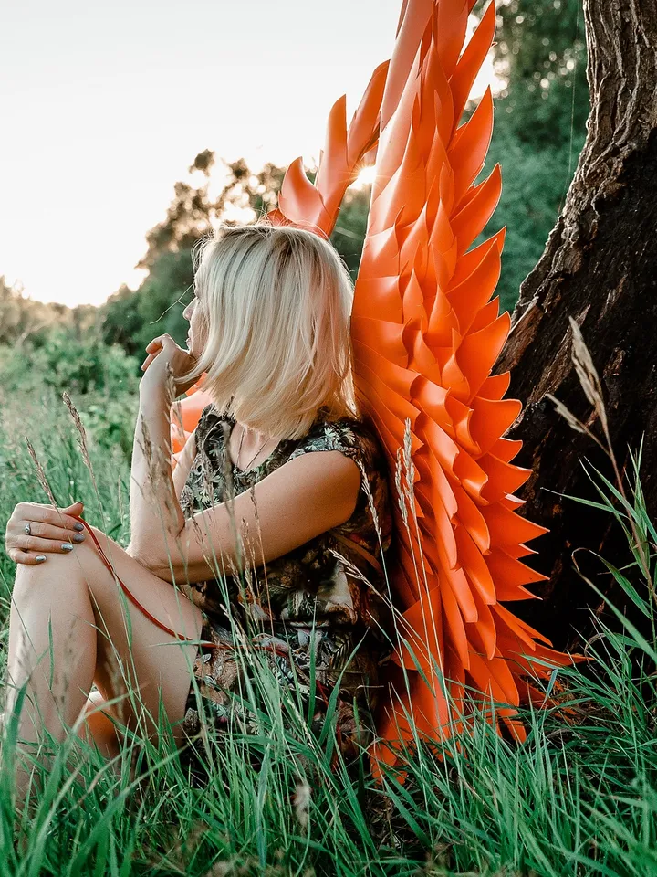 Bronze Wings Costume, Angel wings, phoenix wings, wings of fire, Sexy cosplay, fire bird, Gold Adult wings